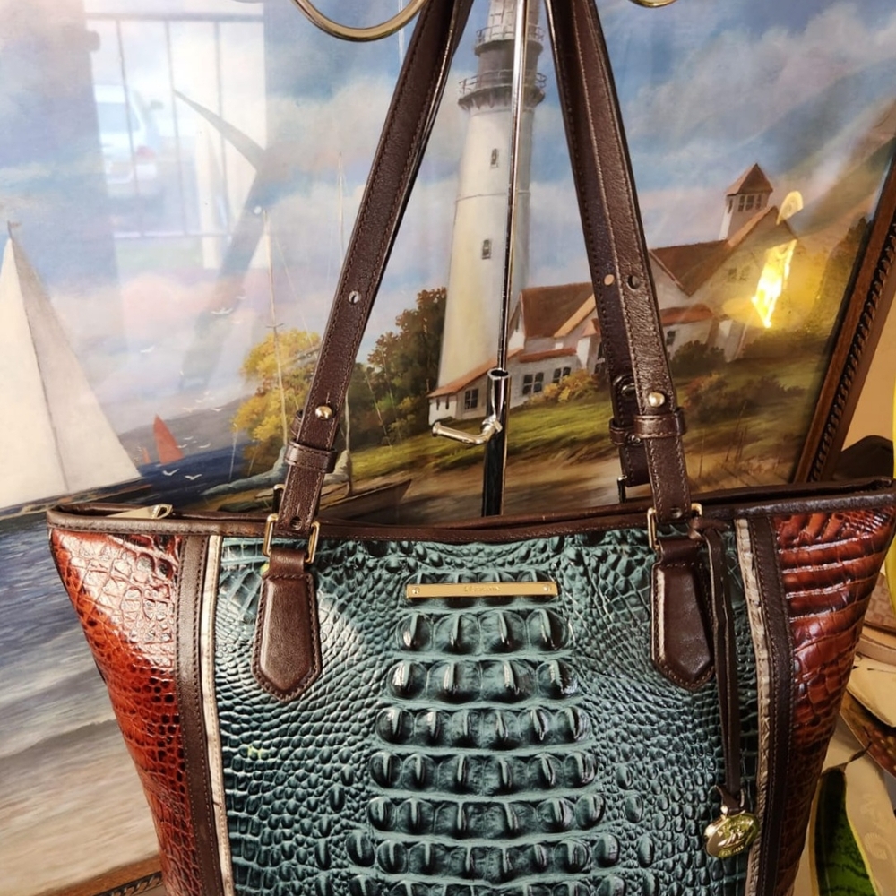 Brahmin Asher Ivy Figaro Medium Croc Embossed Leather Tote - Picture 9 of 13